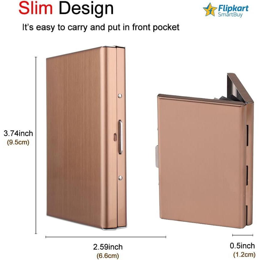 Stealodeal Rose Gold Premium RFID Blocking Metal ATM/Credit/Debit 8 Slots for Men & Women Card Holder