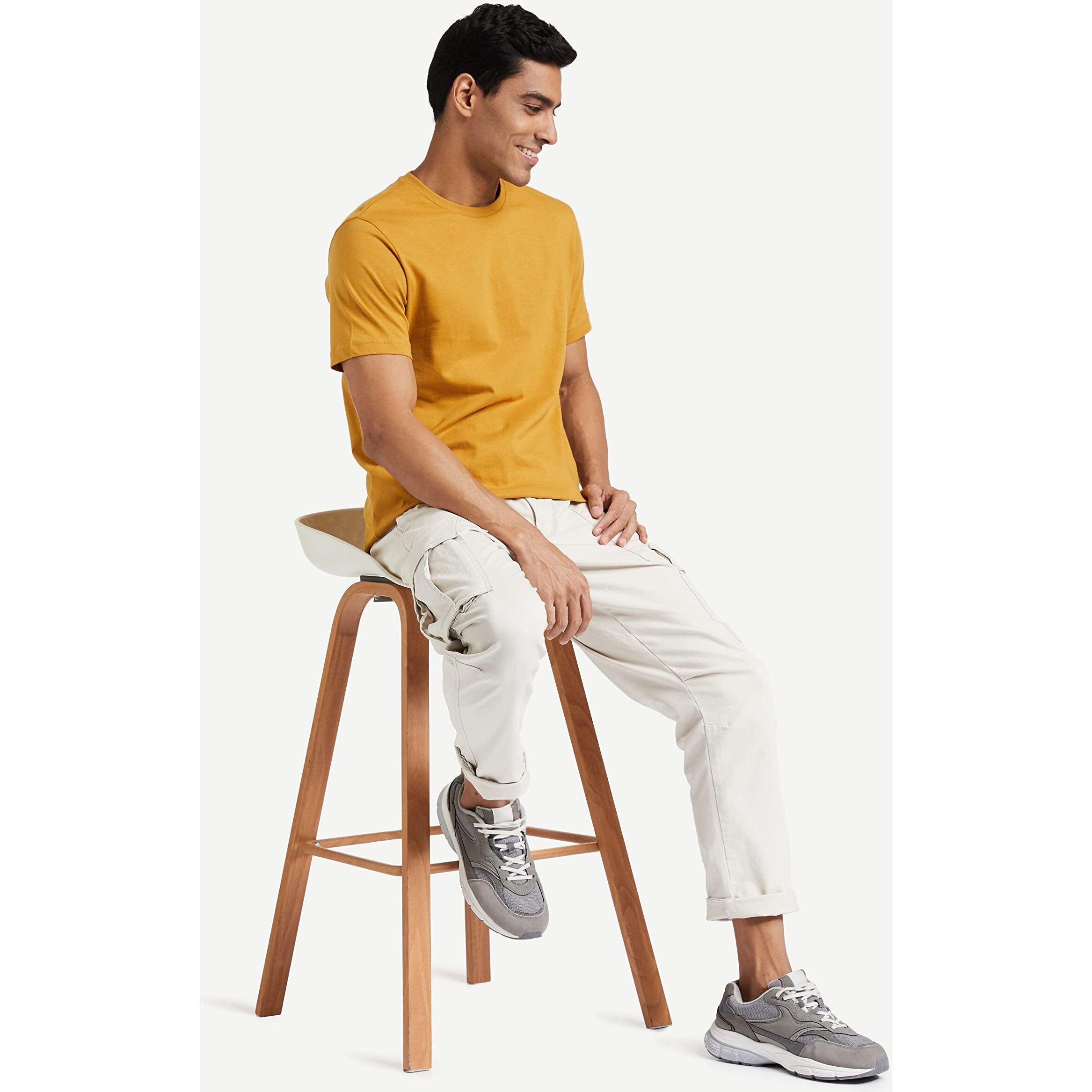Amazon Brand - Symbol Men's Solid Cotton T Shirt | Round Neck | Half Sleeve | Plain | Combo Pack of 2-Regular Fit (Available in Plus Size) (AW17PLPO2-6_Viridian & Inca Gold M)