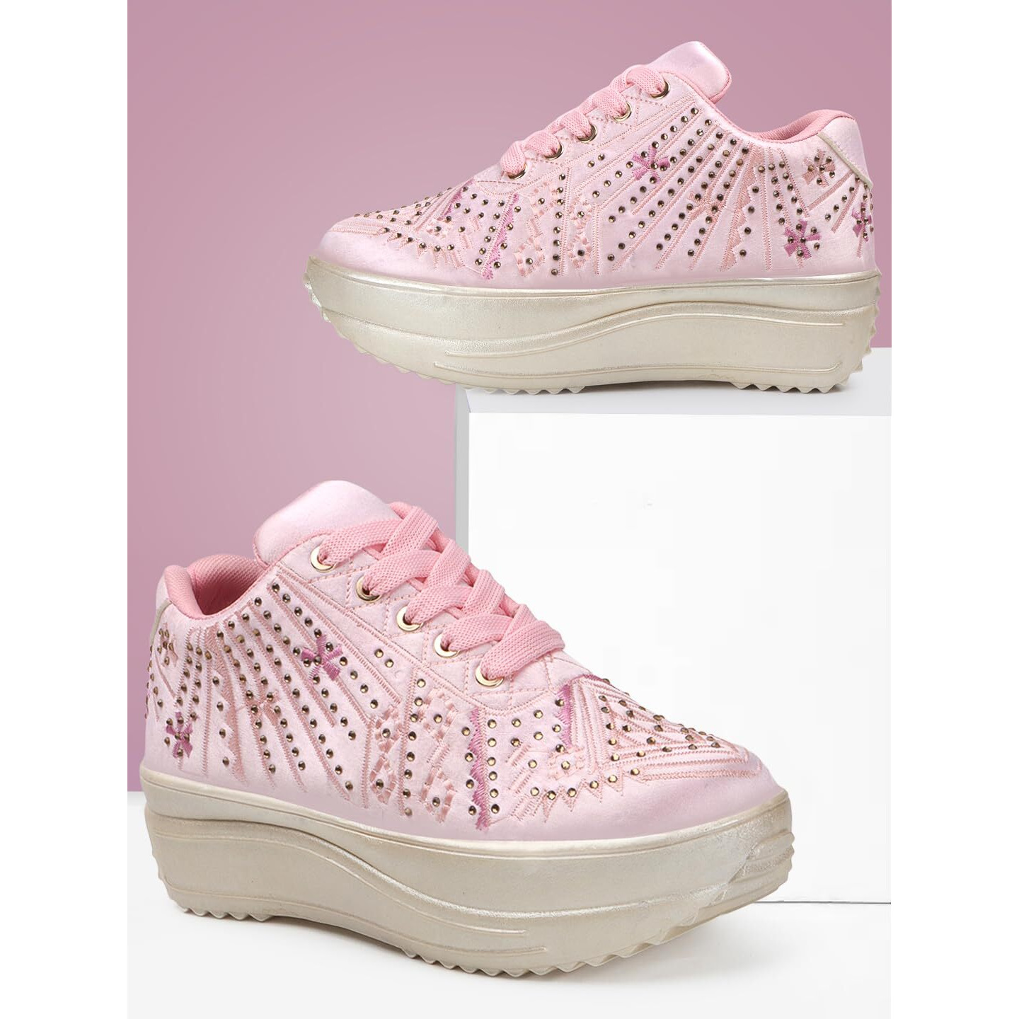 Vendoz Women Wedding Party Pink Sneakers