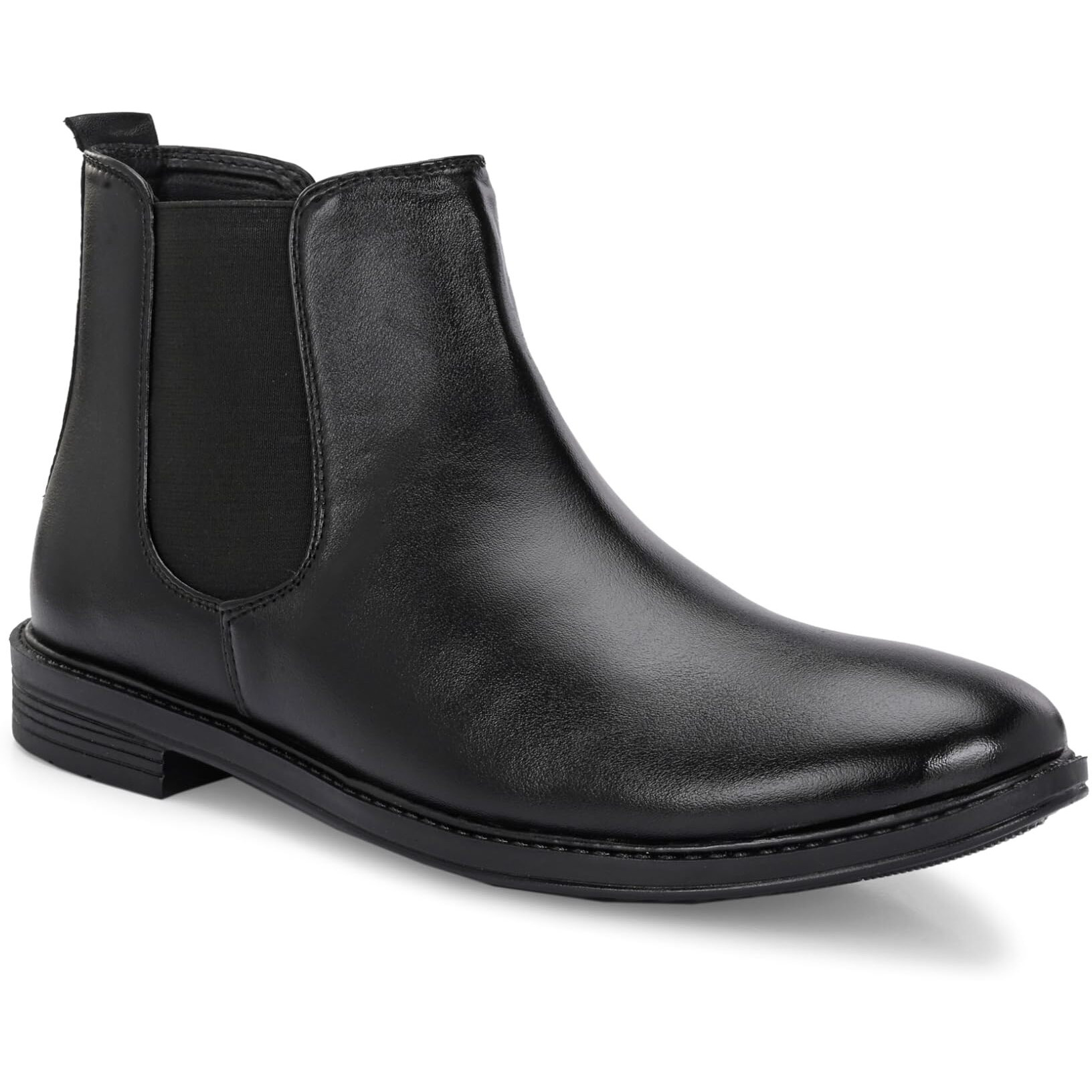 AADI Men's Black Synthetic Leather Lightweight Comfortable Trendy Outdoor Casual Shoes Slip On Chelsea Boots