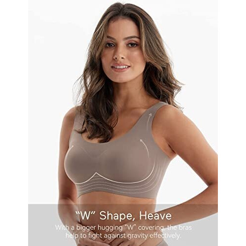 DClub Comfort Revolution Seamless Bra Easy lite Full-Coverage Wireless Everyday Bra with CloudSoft Comfort with Removable Pad. Nude