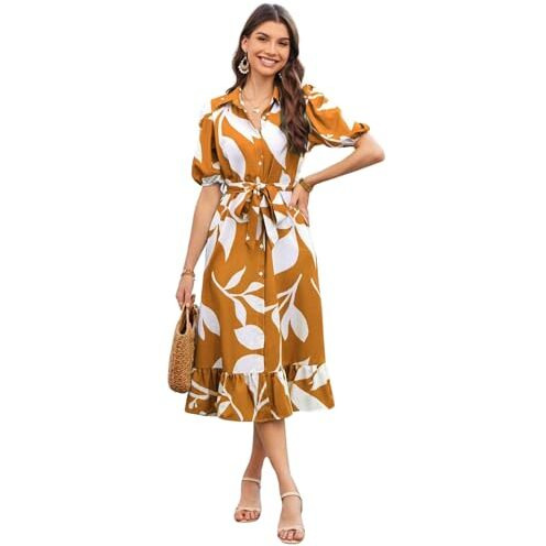 GRECIILOOKS Rayon Fit and Flare Below The Knee One Piece Maxi Bodycon Dresses Midi Dress for Women (GL-WD1214_Yellow
