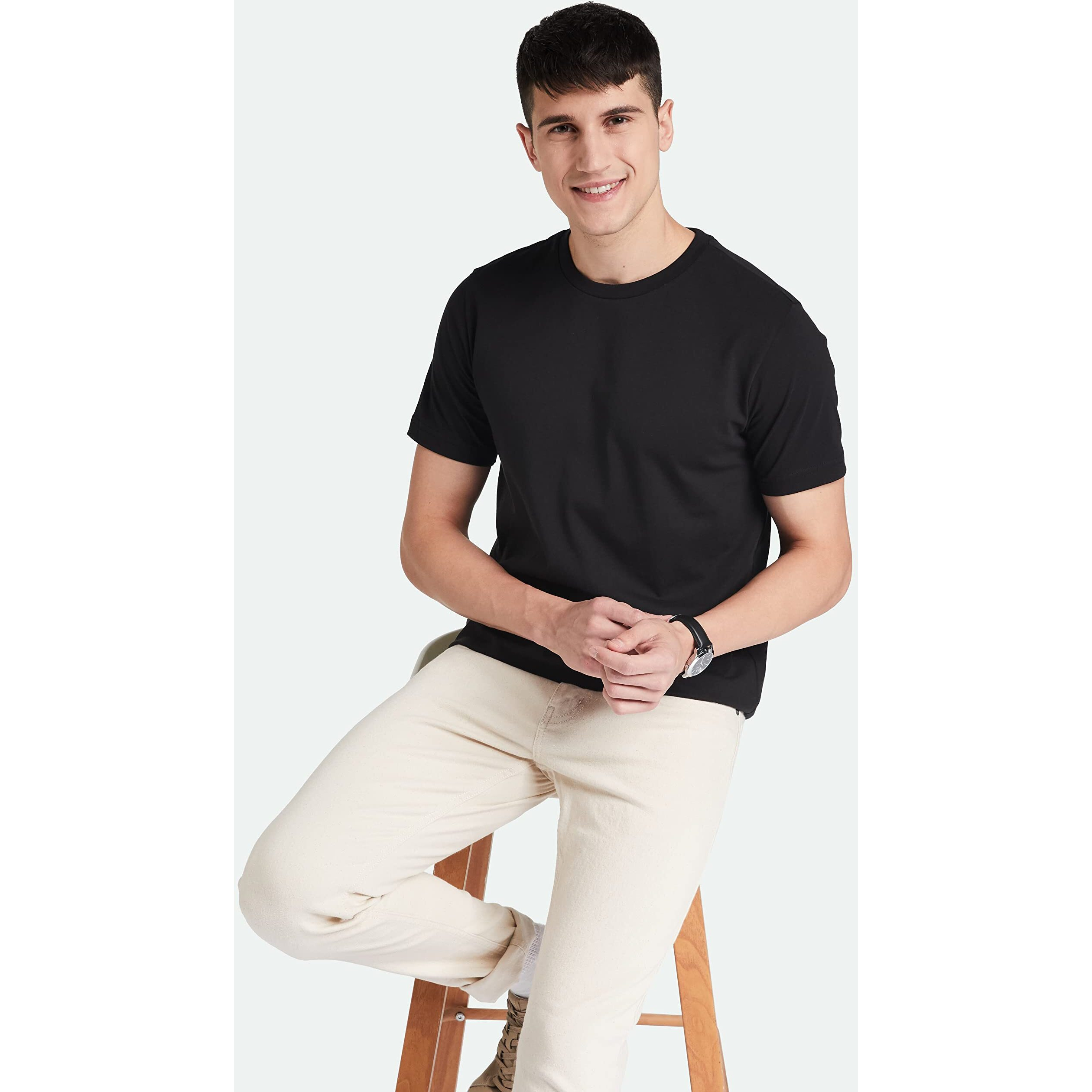 Amazon Brand - Symbol Men's Cotton T Shirt | Round Neck | Half Sleeve | Plain | Combo Pack of 2 - Regular Fit (Available in Plus Size) (BLACK_M)