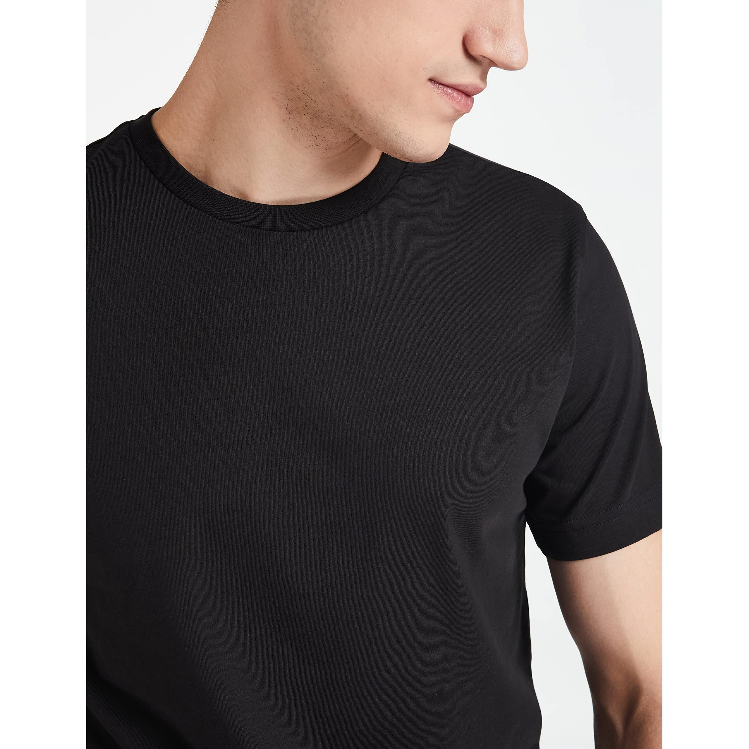 Amazon Brand - Symbol Men's Cotton T Shirt | Round Neck | Half Sleeve | Plain | Combo Pack of 2 - Regular Fit (Available in Plus Size) (BLACK_M)