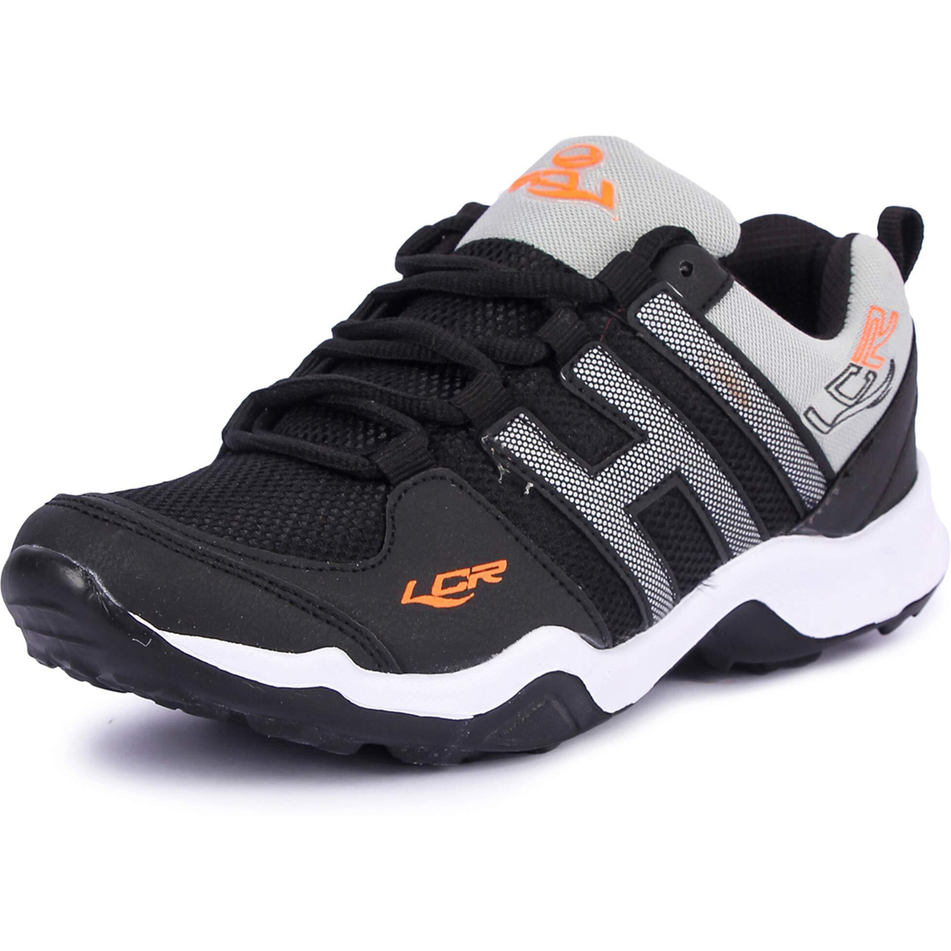 LANCER Mens INDUS-215 Black/Orange Running Shoe - 6 UK (INDUS-215BLK-ORG-40)