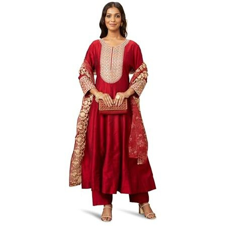 Amazon Brand - Myx Women's Rayon Salwar Suit (AW24-MYX-SKD-VN-03_Deep Red_XS)