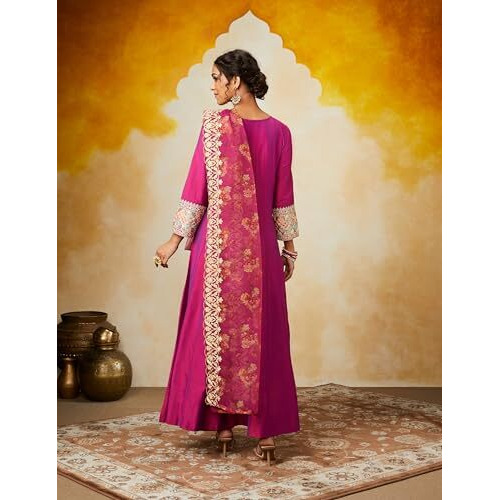 Amazon Brand - Myx Women's Rayon Salwar Suit (AW24-MYX-SKD-VN-03_Rani Pink_2XL)