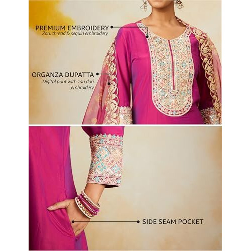 Amazon Brand - Myx Women's Rayon Salwar Suit (AW24-MYX-SKD-VN-03_Rani Pink_2XL)
