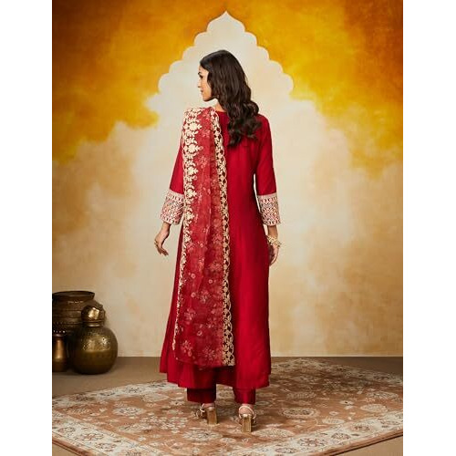 Amazon Brand - Myx Women's Rayon Salwar Suit (AW24-MYX-SKD-VN-03_Deep Red_2XL)