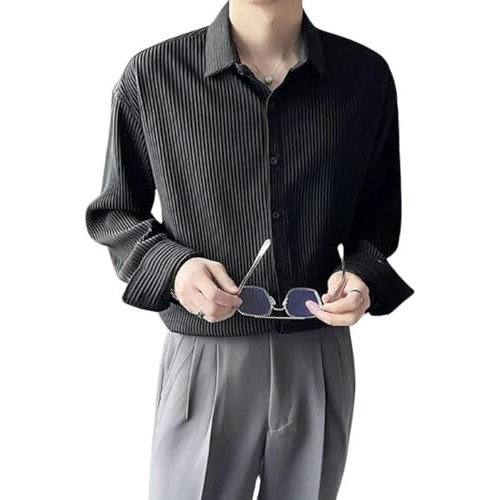 GRECIILOOKS Popcorn Regular Fit Formal Shirt for Men (Gl-Ms-6157-Xl-Black)