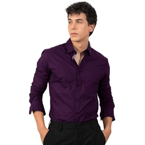Pinkmint Mens Long Sleeve Button Down Shirt for Men Collared Casual Formal Soild Shirt