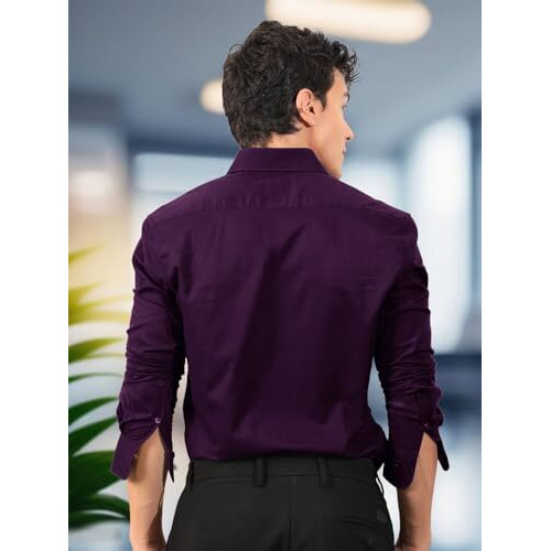 Pinkmint Mens Long Sleeve Button Down Shirt for Men Collared Casual Formal Soild Shirt