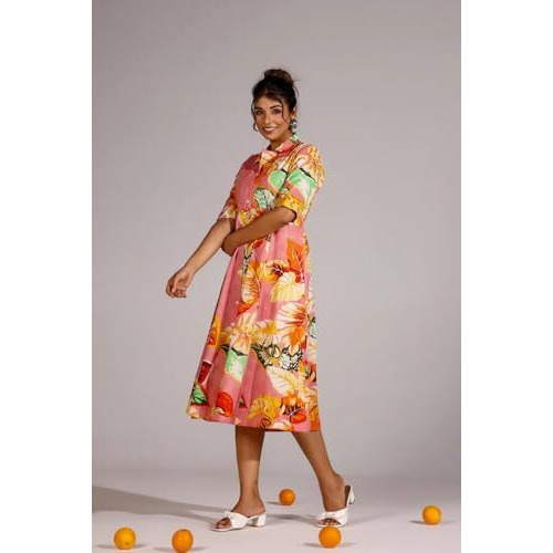 GRECIILOOKS Rayon Below The Knee One Piece Maxi Bodycon Dresses Midi Dress for Women (GL-WD1229_Pink