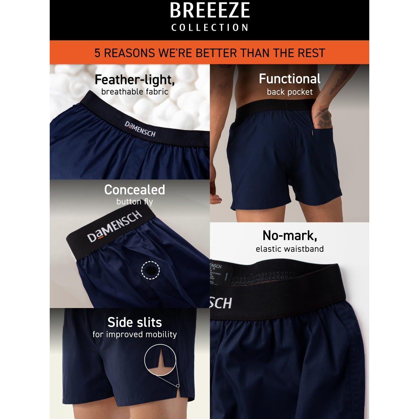 DAMENSCH BREEEZE Men's Ultralight Cotton Inner Boxers-Pack of 1-Dusty Red-X-Large