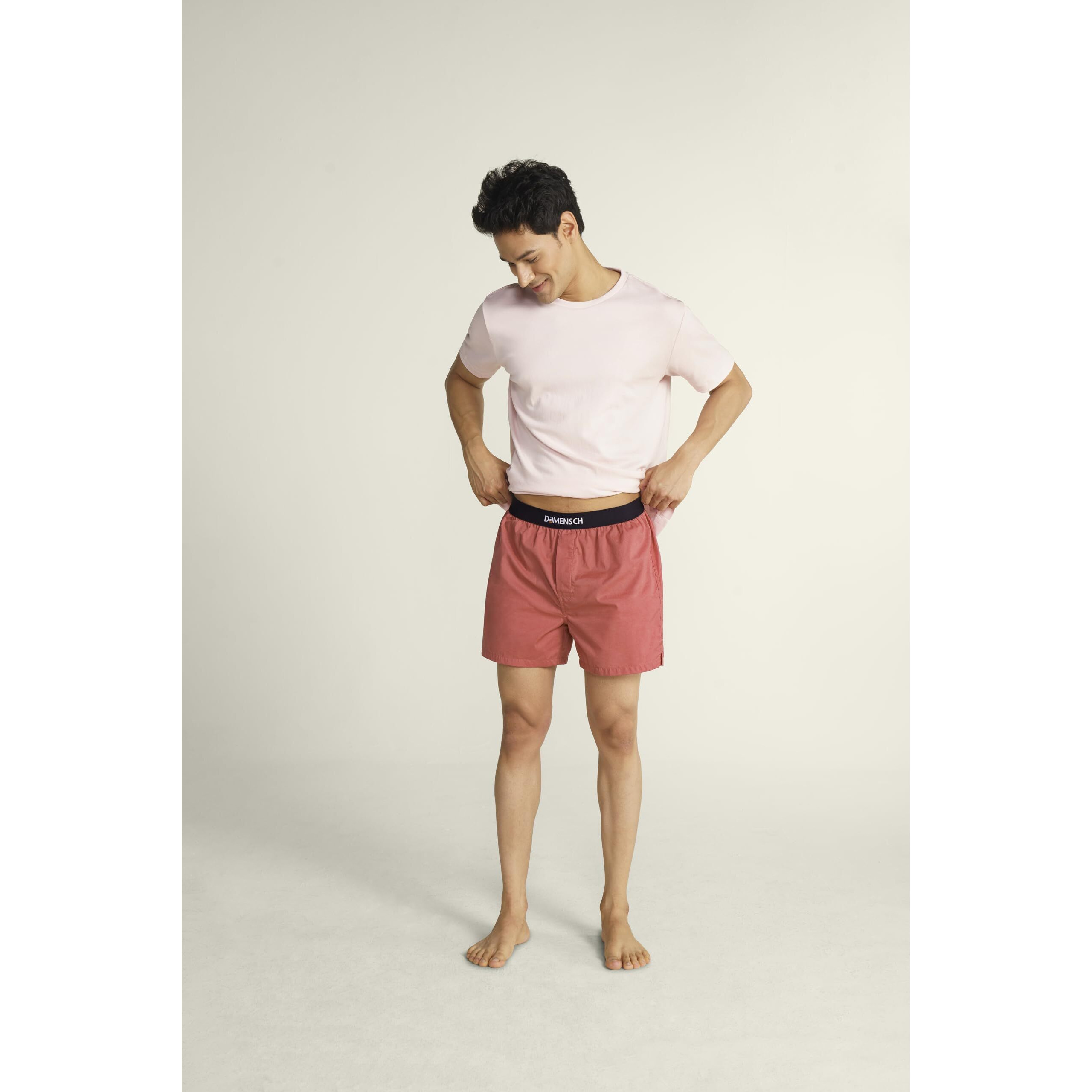 DAMENSCH BREEEZE Men's Ultralight Cotton Inner Boxers-Pack of 1-Dusty Red-X-Large