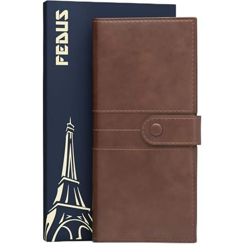 FEDUS Premium Long Currency Holder, Passport Holder for Unisex, Passport Cover Case Wallet with Card Holder, ID Card, Ticket, Currency, Boarding Pass Slots RFID Protected Travel Accessories Organiser