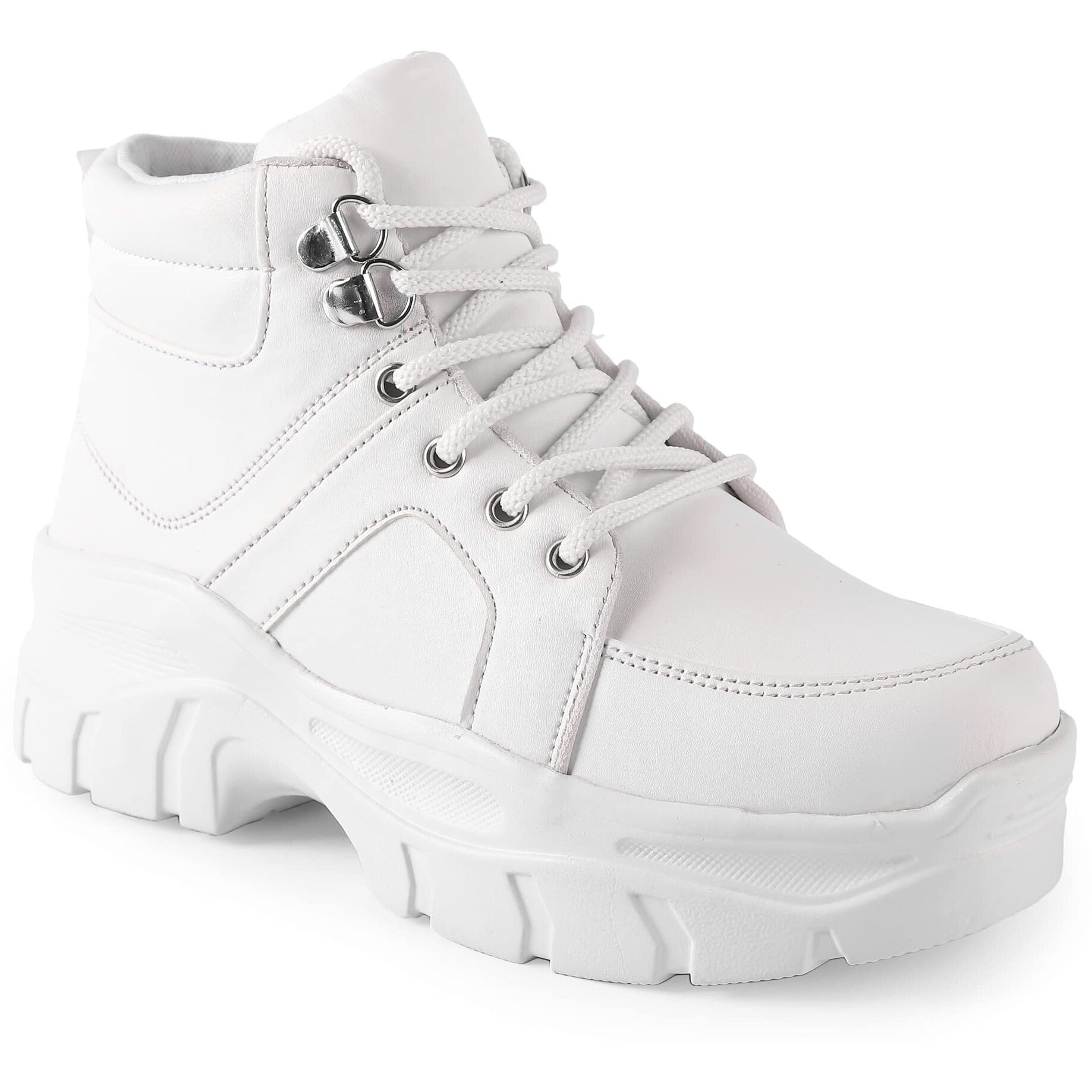 Vendoz Women Premium White Boots Shoes - 37 EU