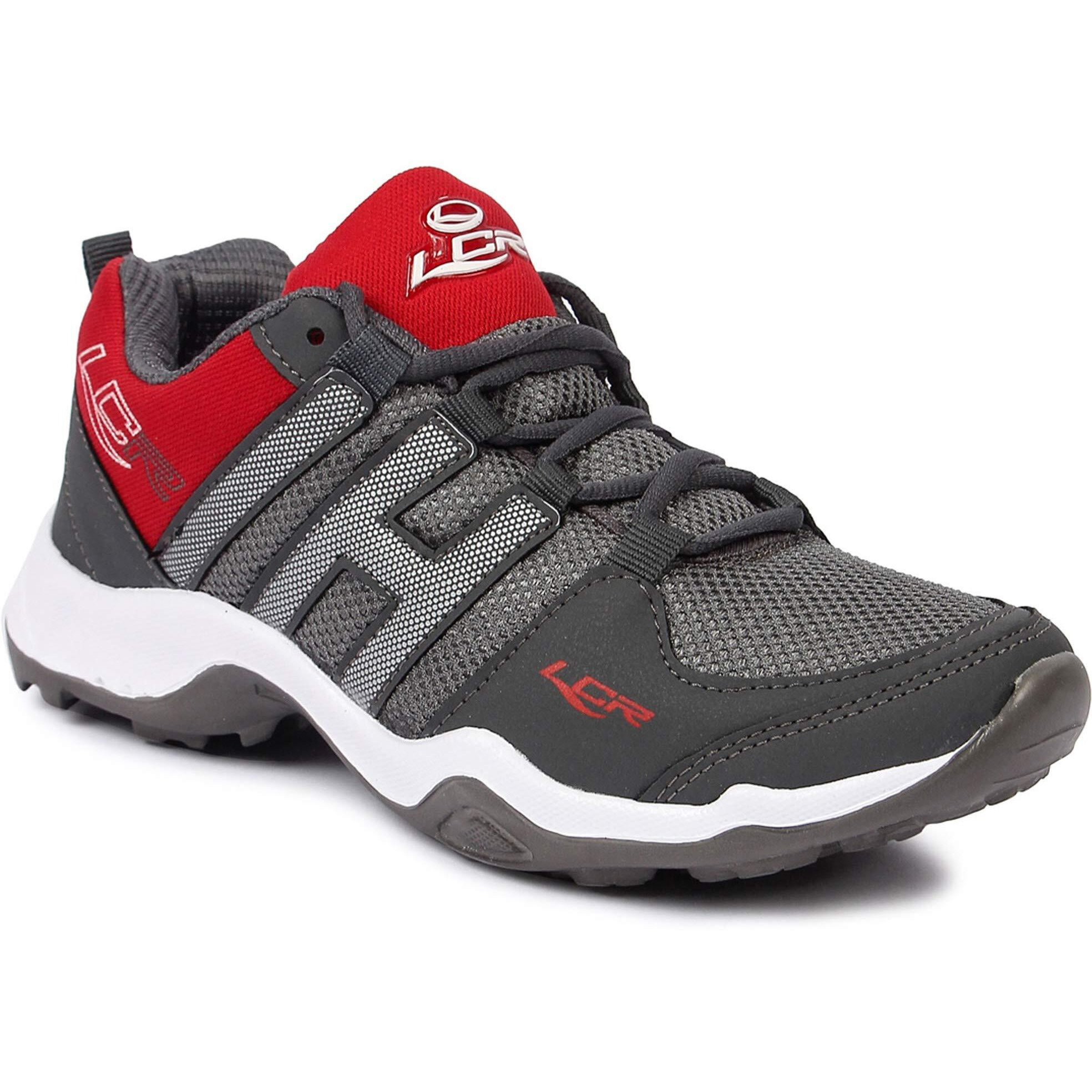 LANCER Mens INDUS-215 Grey/Red Running Shoe - 6 UK (INDUS-215DGR-RED-40)