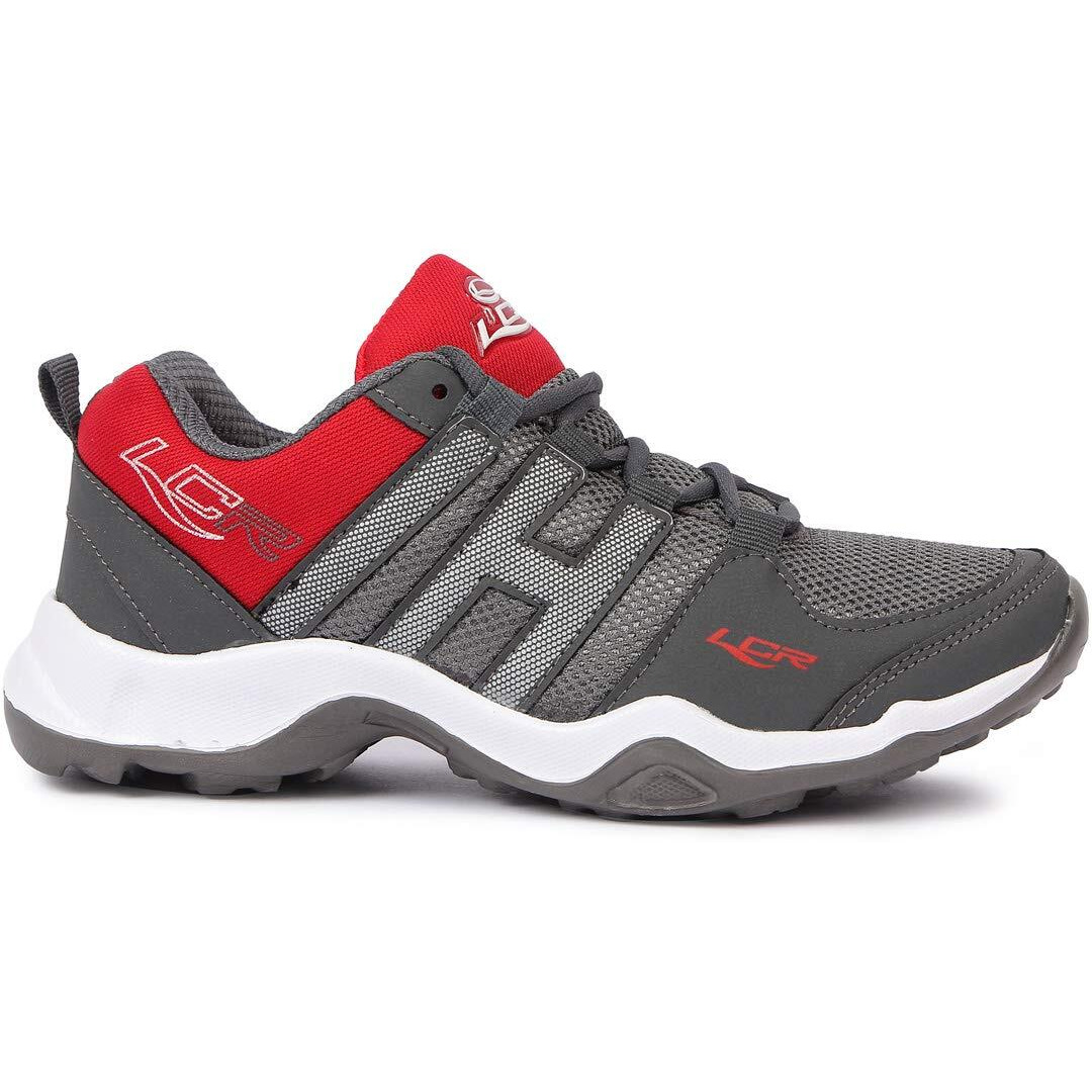LANCER Mens INDUS-215 Grey/Red Running Shoe - 6 UK (INDUS-215DGR-RED-40)