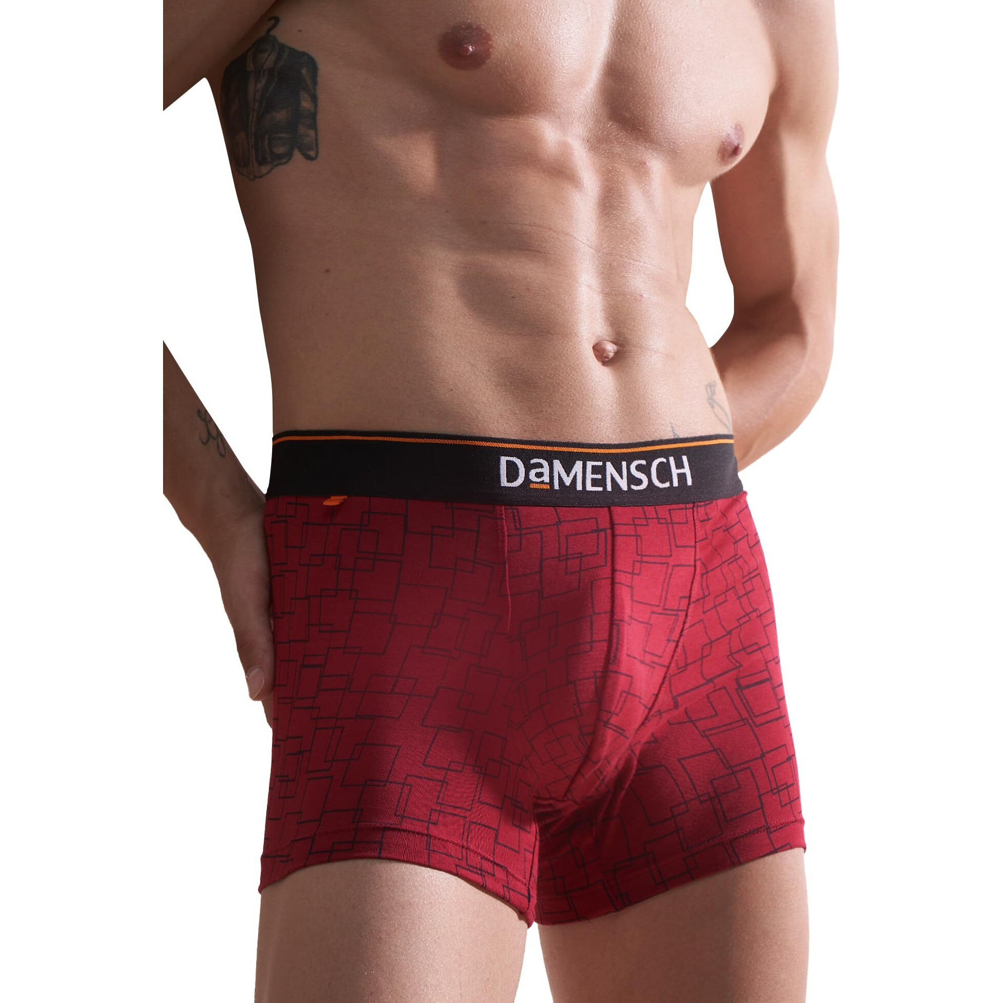 DAMENSCH Men's Deo-Cotton Deodorizing Trunk- Pack of 1- Snapping Red- Medium