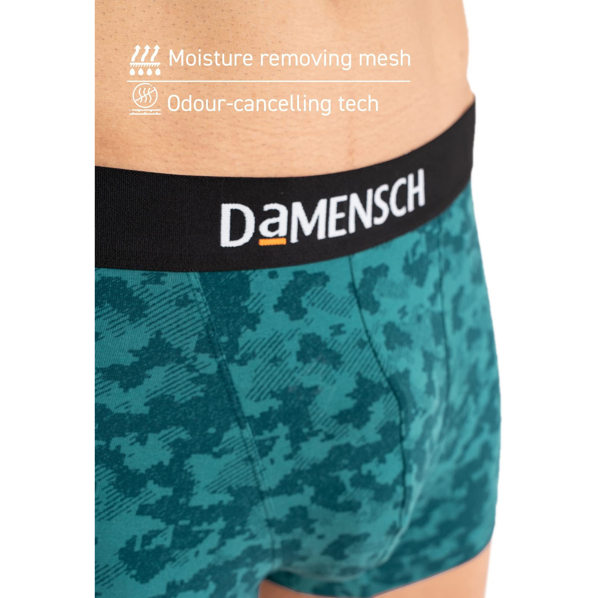 DAMENSCH Men's Deo-Cotton Deodorizing Printed Trunks- Pack of 1- Tulipwood- XX-Large