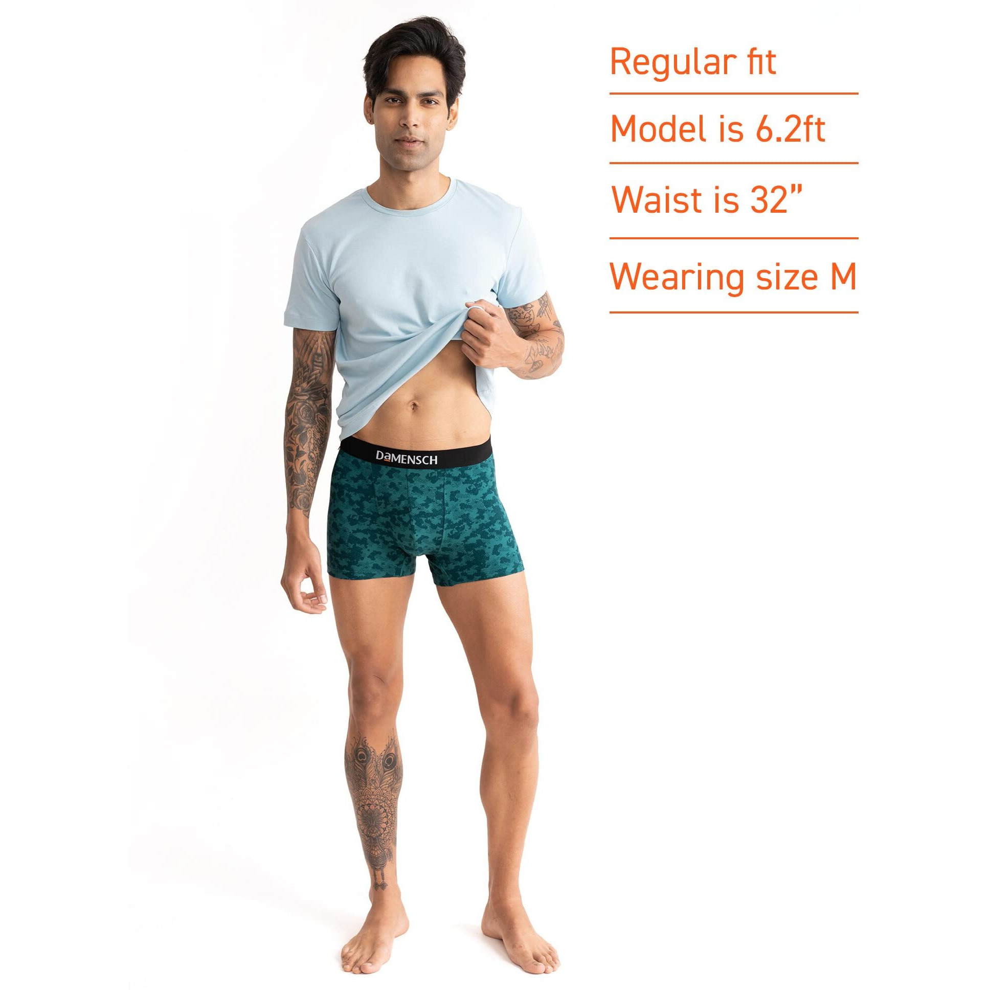 DAMENSCH Men's Deo-Cotton Deodorizing Printed Trunks- Pack of 1- Tulipwood- XX-Large