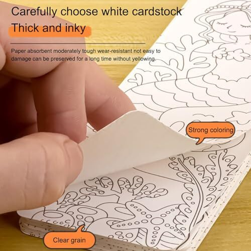 GLUN Watercolour Painting Notepad for Kids 12 Different Pages, Water Painting Book with Water Colour with Painting Brush, Different Theme (Mermaid)