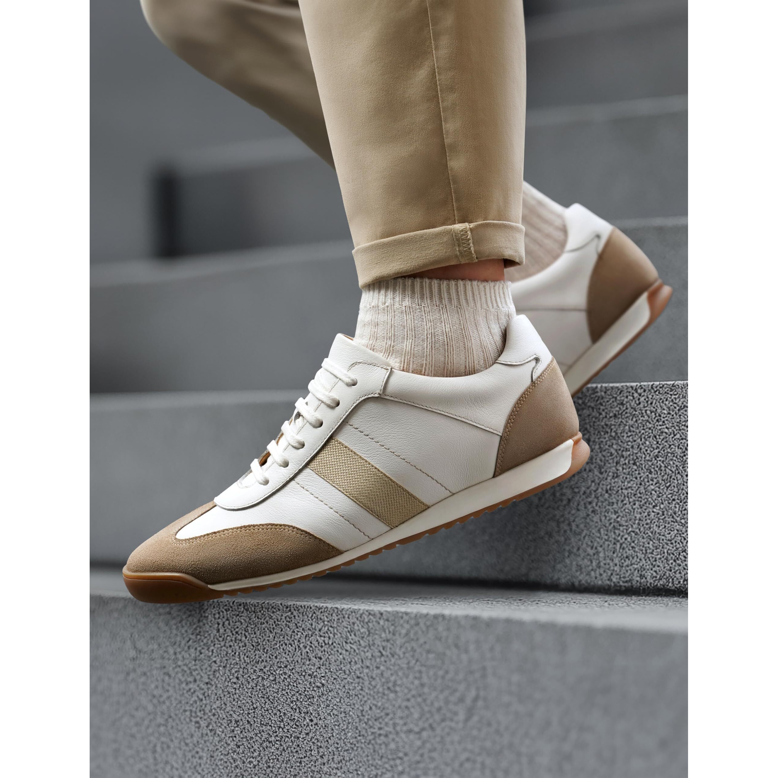 Symbol Premium Men's Smart Casual White/Beige Leather Sneakers (SP-M-A24-CS-SNK-04)_11
