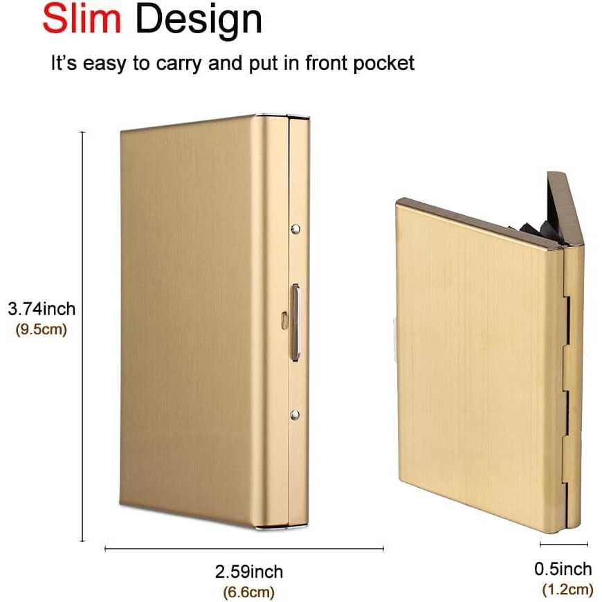 Stealodeal Gold Premium RFID Blocking Metal ATM/Credit/Debit 8 Slots for Men & Women Card Holder