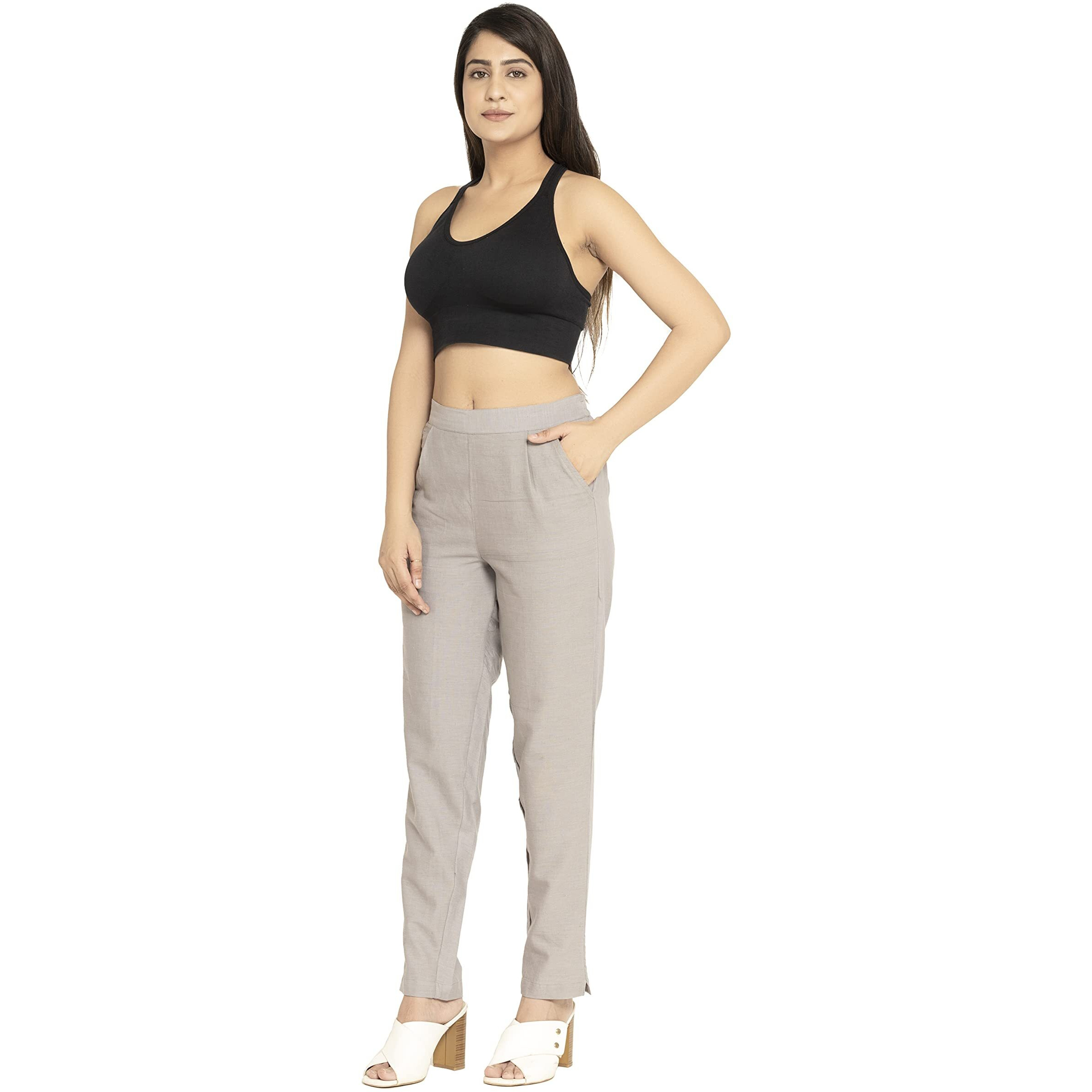 DIGITAL SHOPEE Women's Regular Fit Cotton Trouser (DS-TC1-GREY-XXL_Grey_2XL)