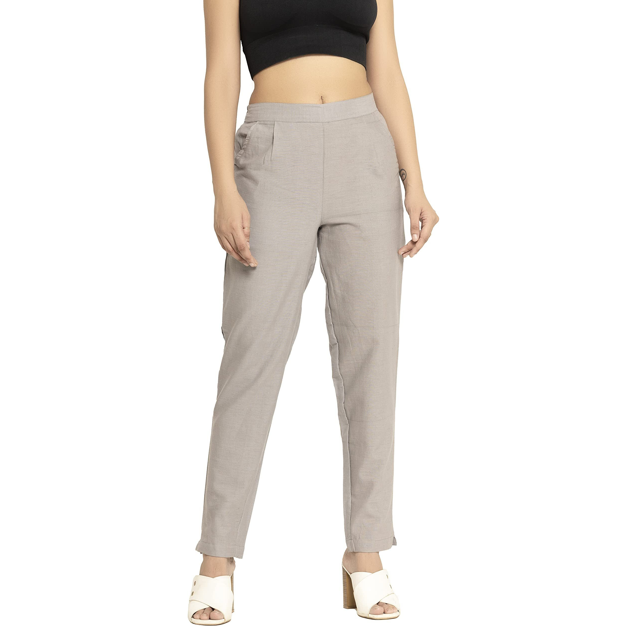 DIGITAL SHOPEE Women's Regular Fit Cotton Trouser (DS-TC1-GREY-XXL_Grey_2XL)