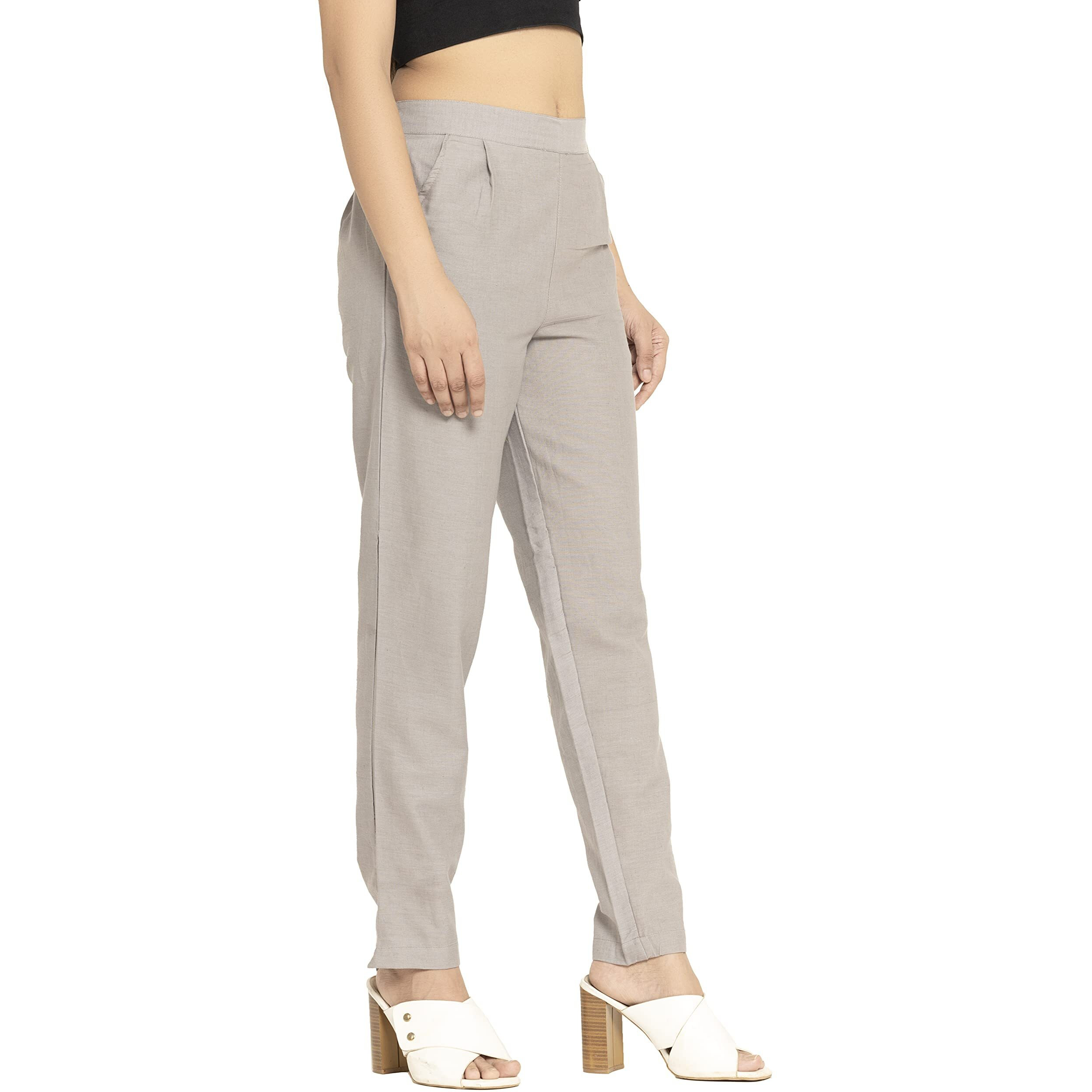 DIGITAL SHOPEE Women's Regular Fit Cotton Trouser (DS-TC1-GREY-XXL_Grey_2XL)
