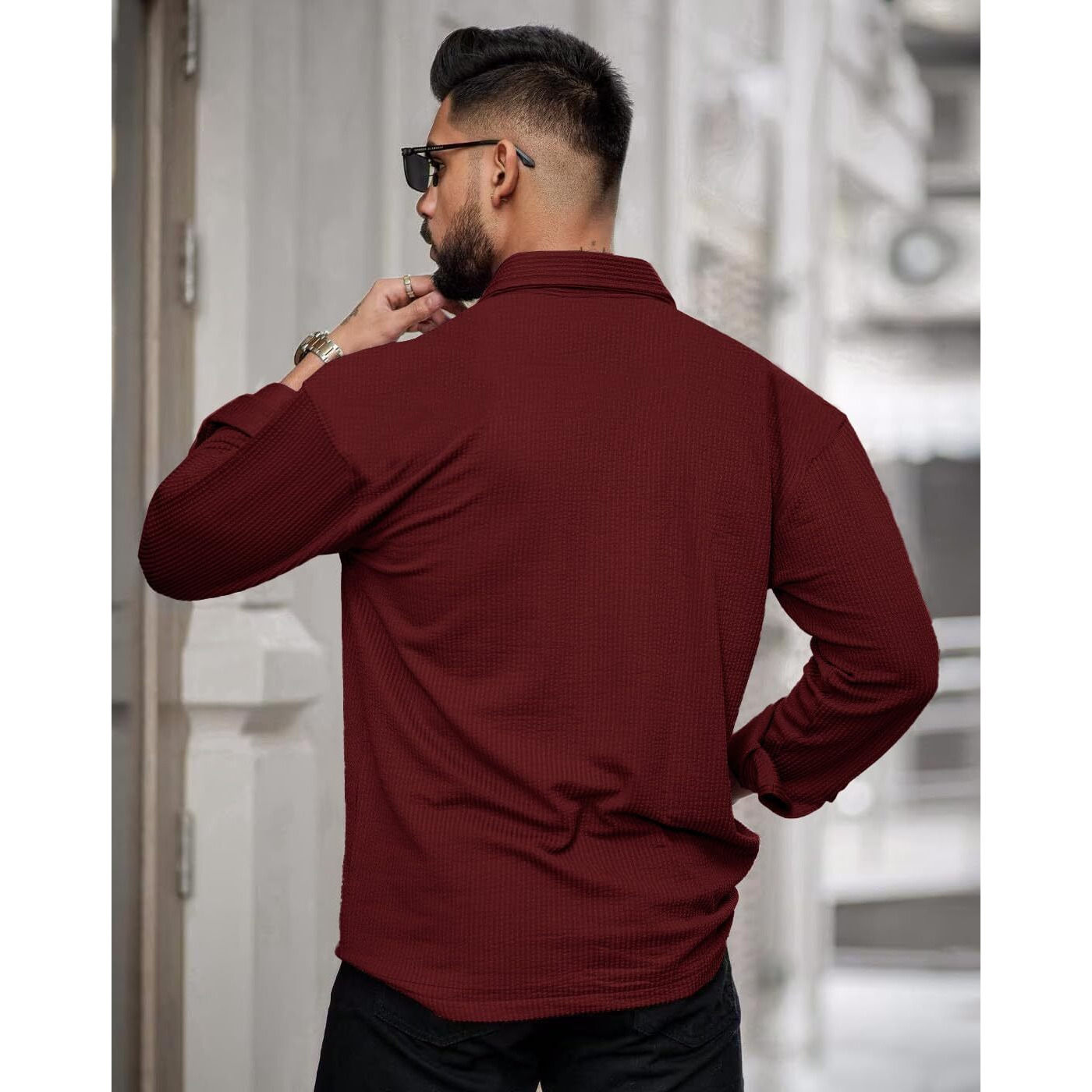 Noble Monk Men's Solid Casual Shirt |Full Sleeve | Regular Fit |Stylish Shirt for Men Maroon
