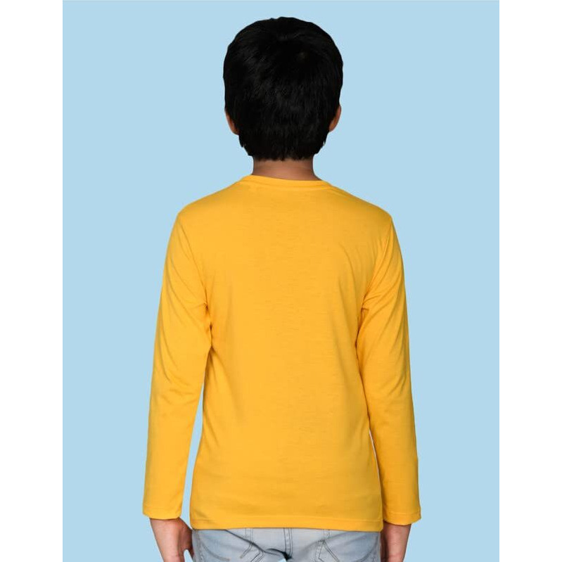Nusyl Boy's Yellow Solid Tee| Plain | Round Neck | Full Sleeve - Regular Fit