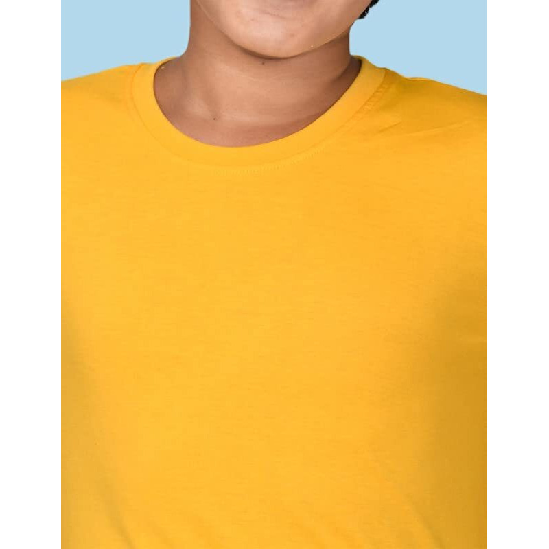 Nusyl Boy's Yellow Solid Tee| Plain | Round Neck | Full Sleeve - Regular Fit