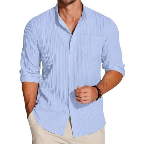 Leriya Fashion Men's Solid Regular Fit Shirt (LF-MS-6242_Blue