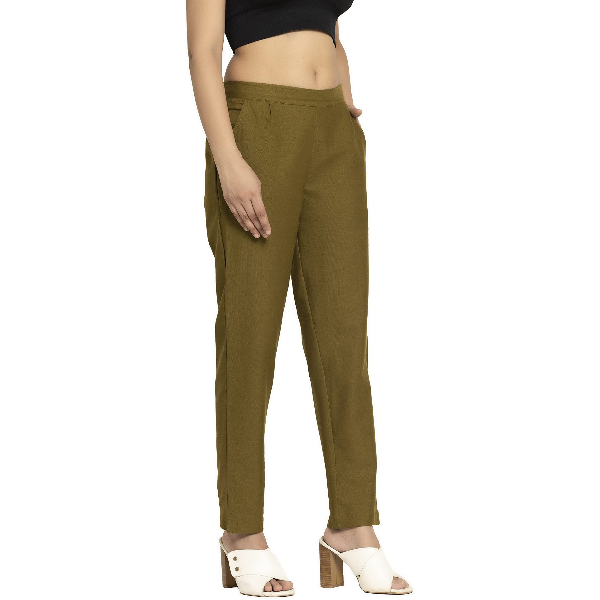 DIGITAL SHOPEE Women's Regular Fit Casual Pants (DS-TC1-BRWON-S_Olive