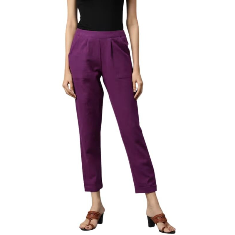 DIGITAL SHOPEE Women's Regular Fit Casual PantsPurple |4XL
