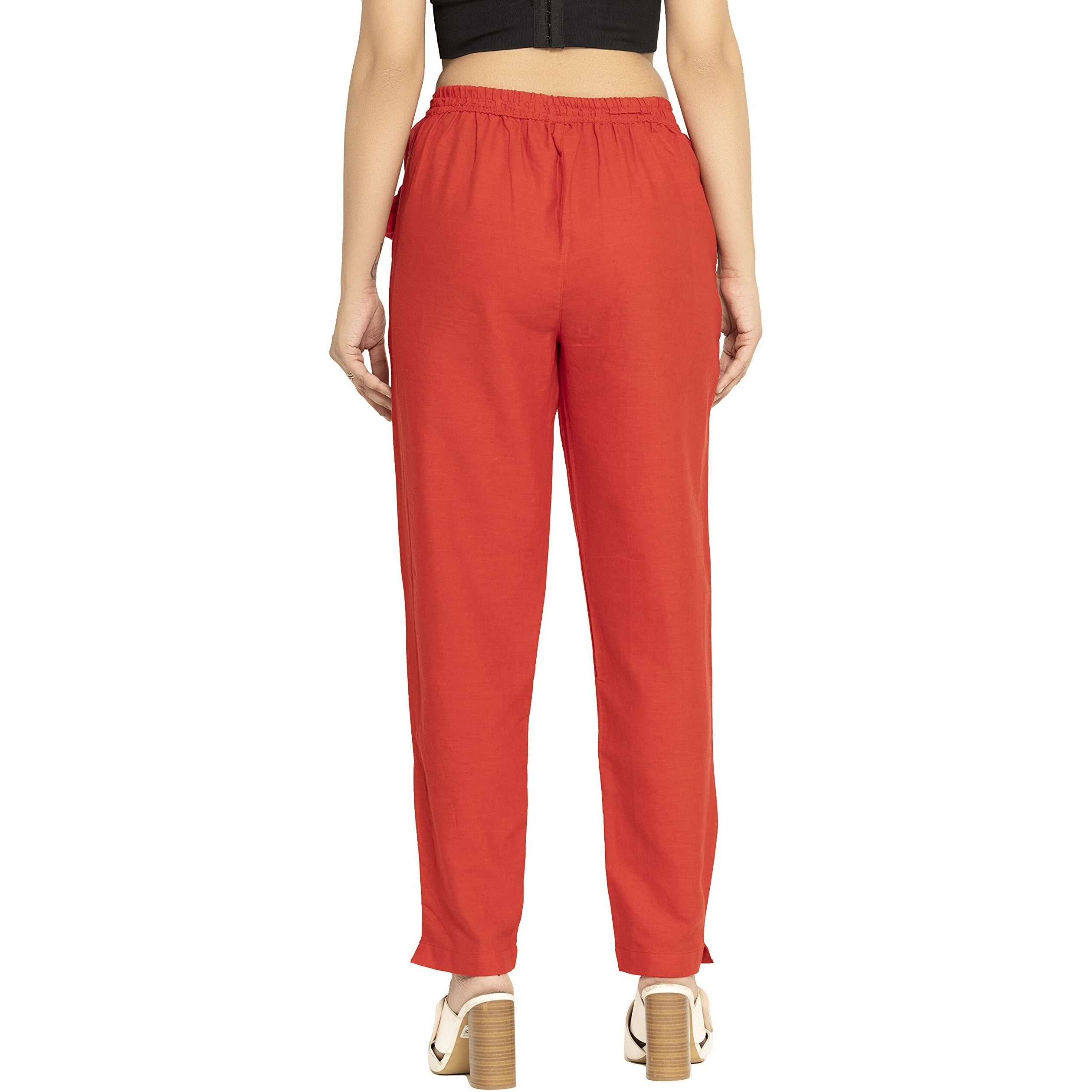 DIGITAL SHOPEE Women's Regular Fit Casual Pants (DS-TC1-RED-M_Red