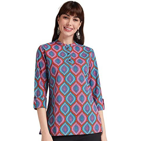Amazon Brand - Myx Women's Cotton Regular Short Kurti (AW18NIT001CORE2_Purple 2_4XL)