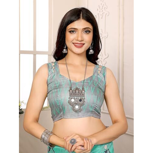 Yashika Women's Elegant Printed Art Silk Saree with Matching Blouse Material-Perfect for Festive Special Occasions, Exquisite Design and Vibrant Colors (AZ-YS-P1-DHOLKI-Parent_Sea Green)