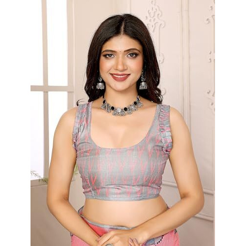 Yashika Women's Elegant Printed Art Silk Saree with Matching Blouse Material-Perfect for Festive Special Occasions, Exquisite Design and Vibrant Colors (AZ-YS-P1-DHOLKI-Parent_Peach)