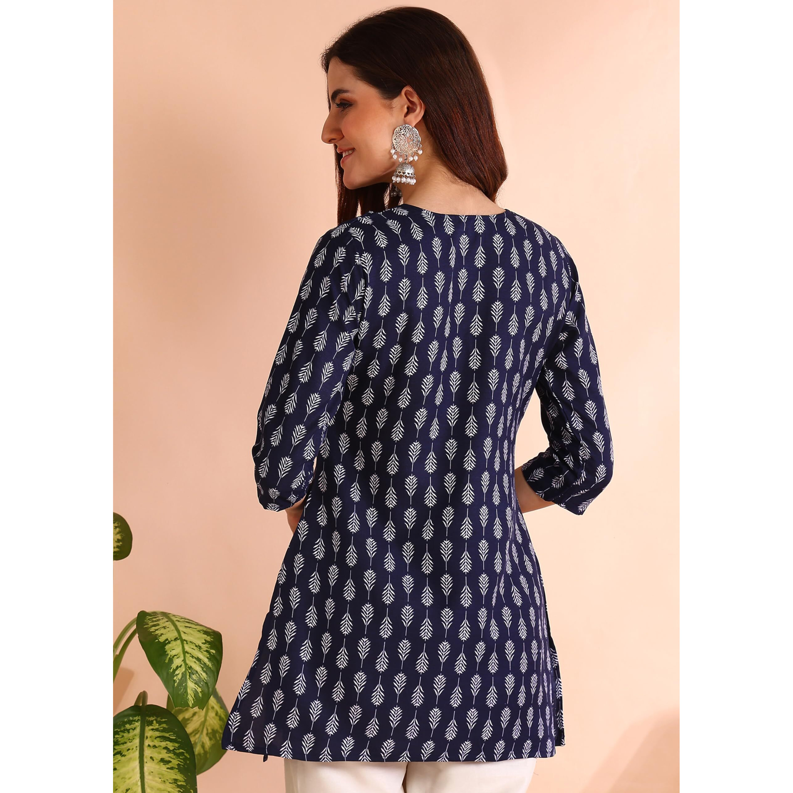 DSK Studio Women's Poly Rayon Regular Short Kurti (KU1011-Blue-M_Blue