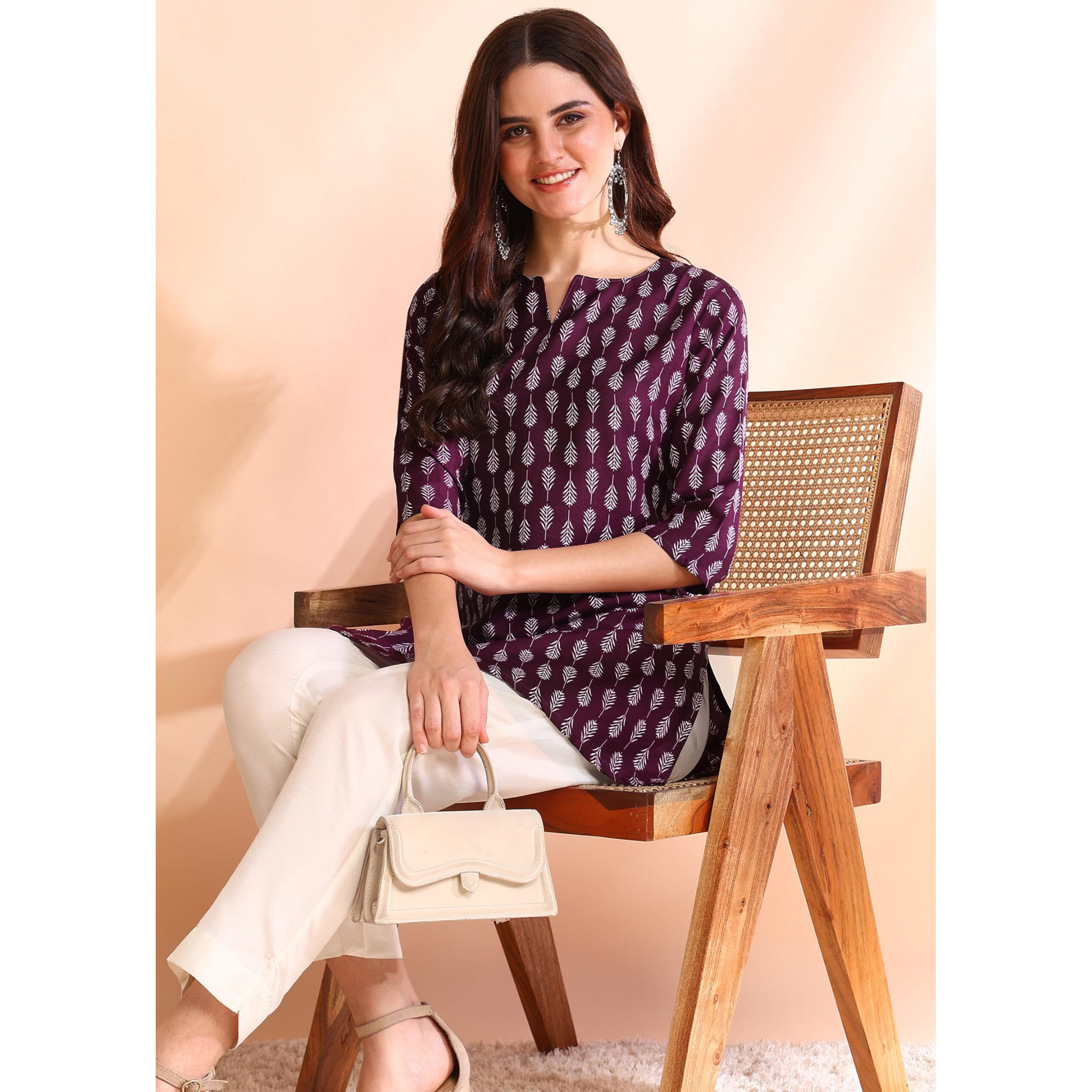 DSK Studio Women's Poly Rayon Regular Short Kurti (KU1011-Purple-XL_Purple