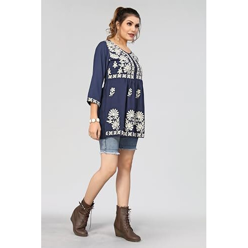 Bee M Pee Designer Short Kurti Tops for Jeans for Women I Chikankari Rayon Cotton Long Kurta Kurti for Women I Stylish wear Kurti top for Girls