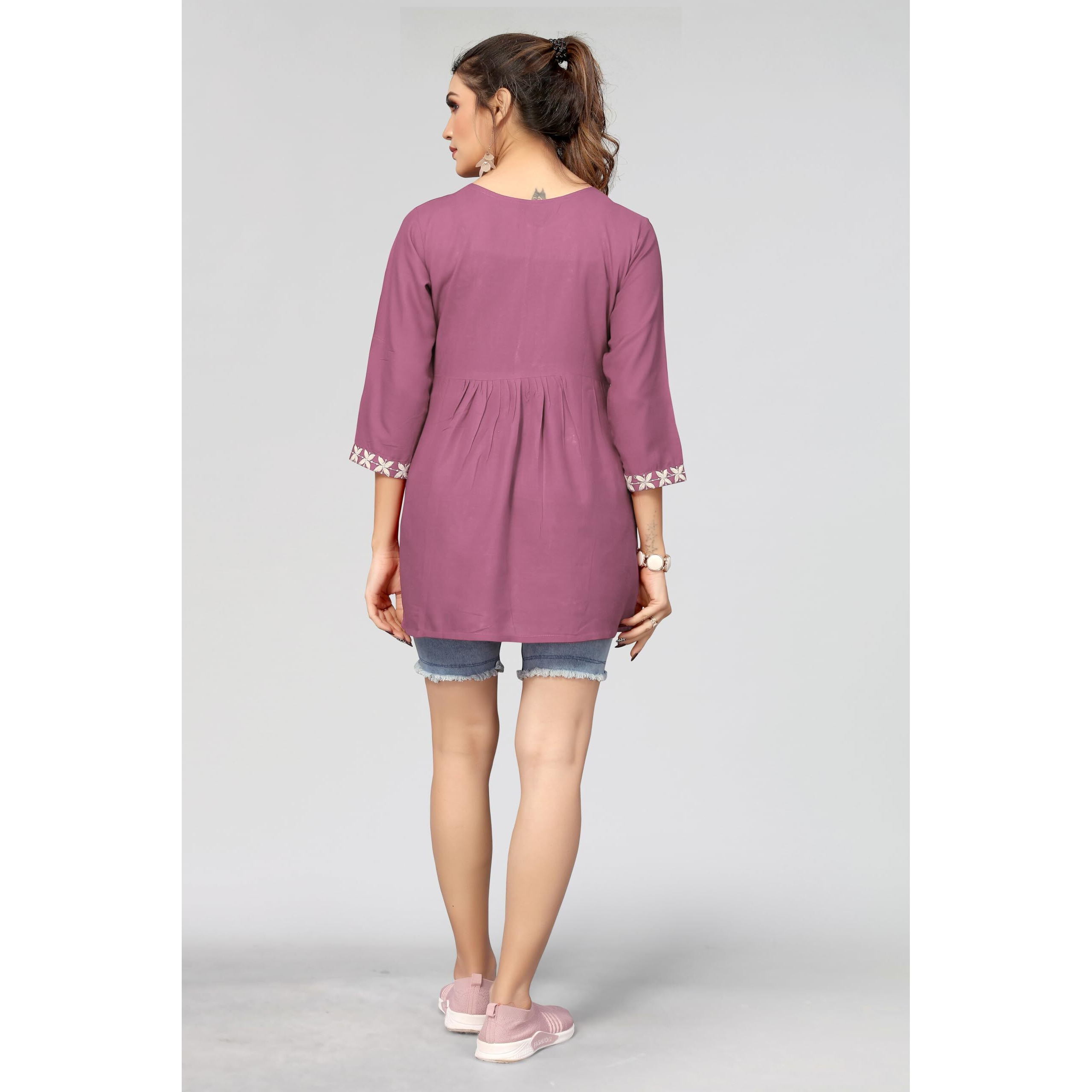 Bee M Pee Designer Short Kurti Tops for Jeans for Women I Chikankari Rayon Cotton Long Kurta Kurti for Women I Stylish wear Kurti top for Girls