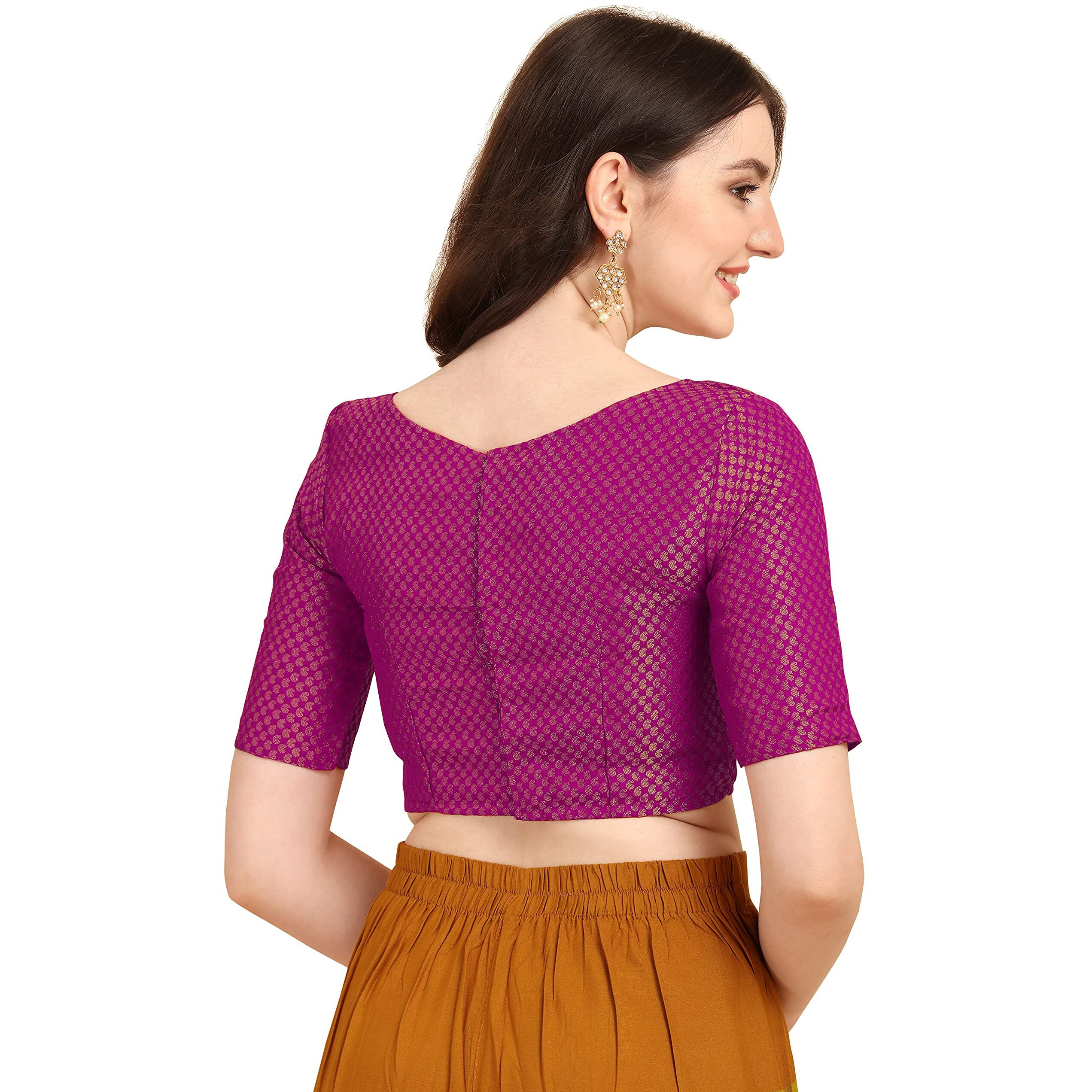 OOMPH Jacquard Pink Readymade Blouse for Women - rbbl75s