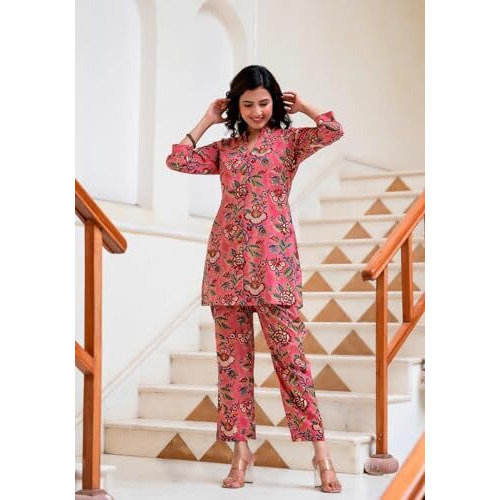 Leriya Fashion Ethnic Kurta Co Ord Set For Women(3XL, Pink)