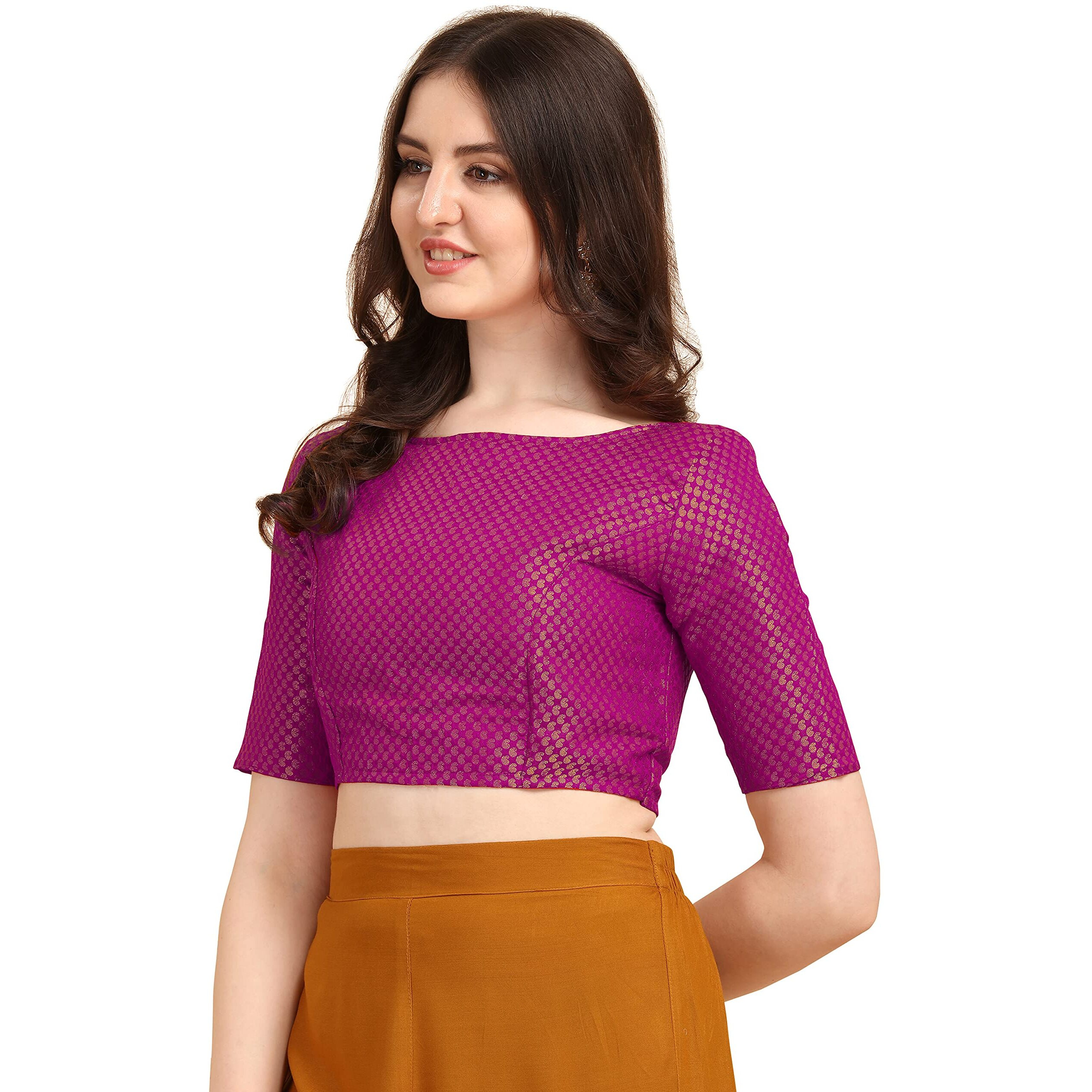 OOMPH Jacquard Pink Readymade Blouse for Women - rbbl75m