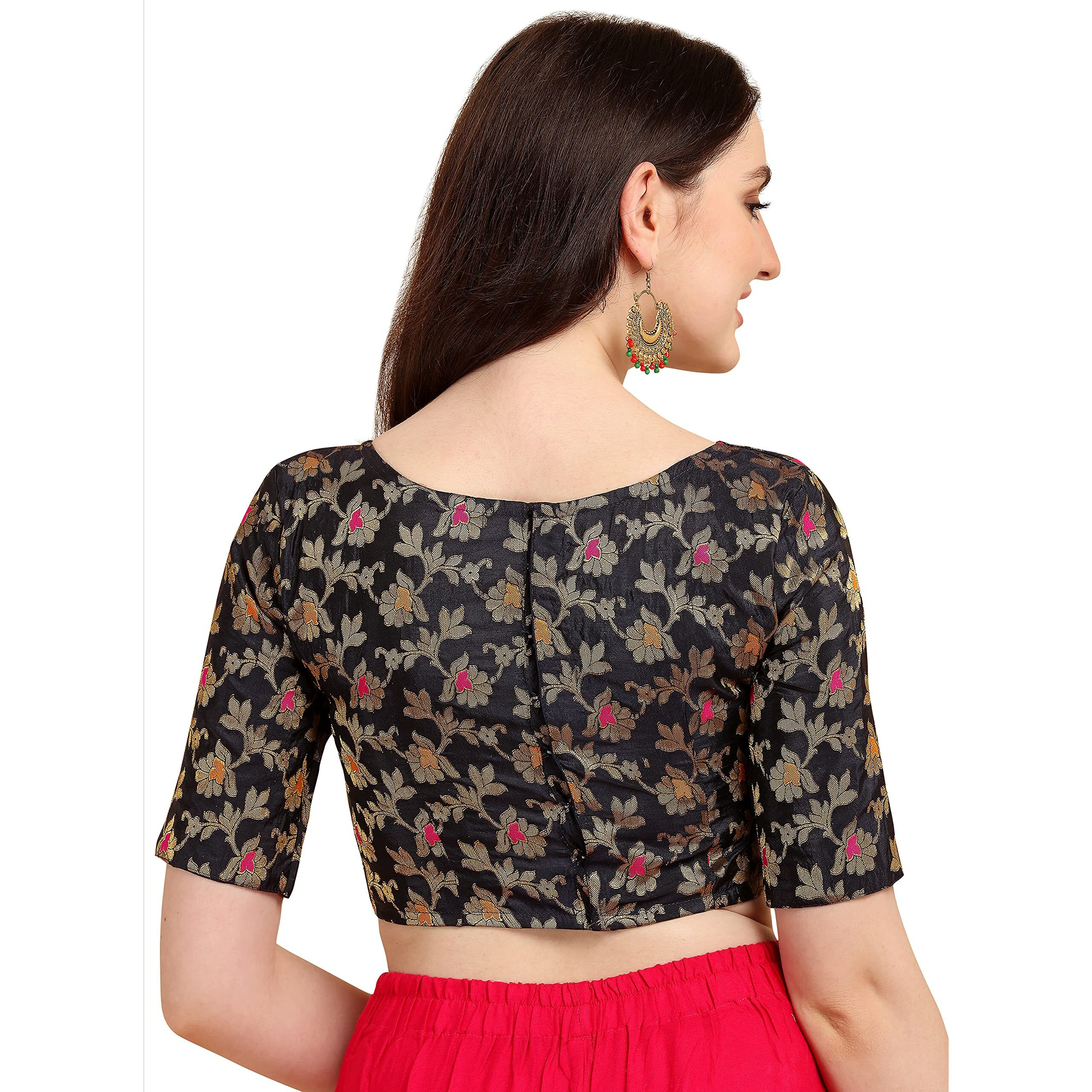 OOMPH Jacquard Blue Readymade Blouse for Women - rbbl84xl